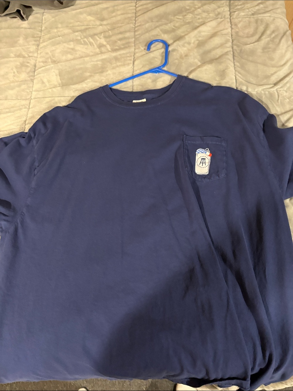 Men's Short Sleeve Navy Pocket Tee with Can Patch